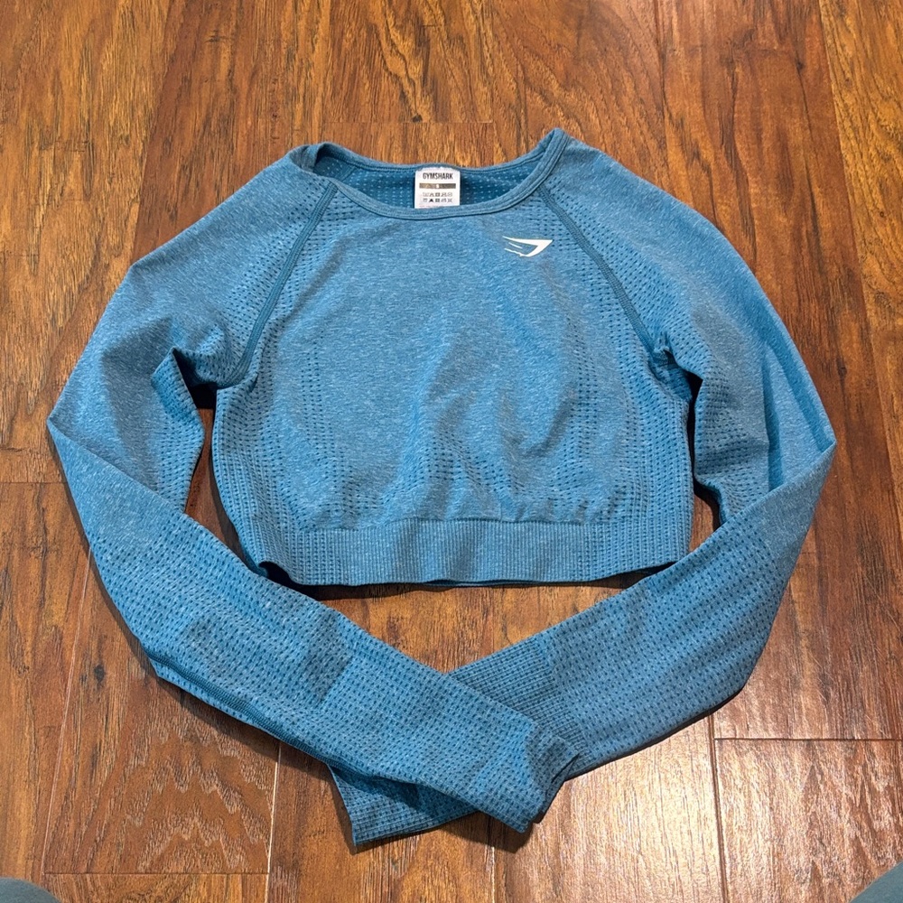 Gymshark Women's Teal Long Sleeve Crop Top